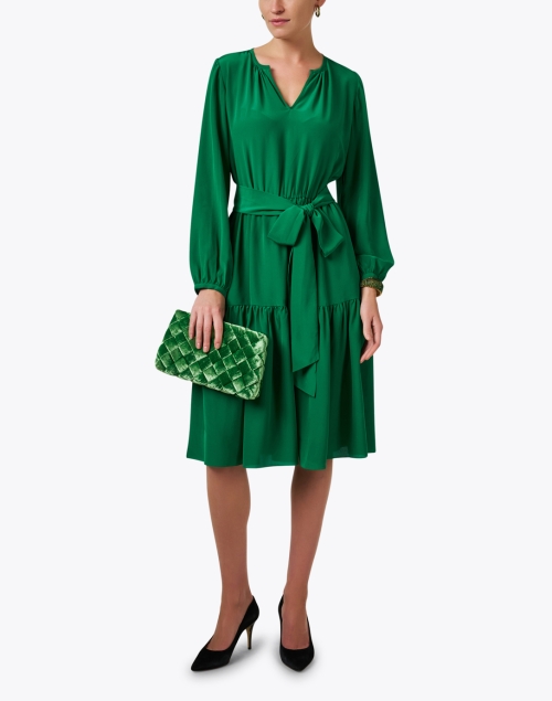 Pauline Green Silk Midi Dress