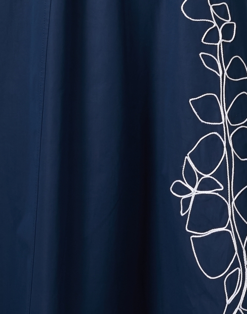 Fabric image - Lafayette 148 New York - Upland Blue Embroidered Shirt Dress