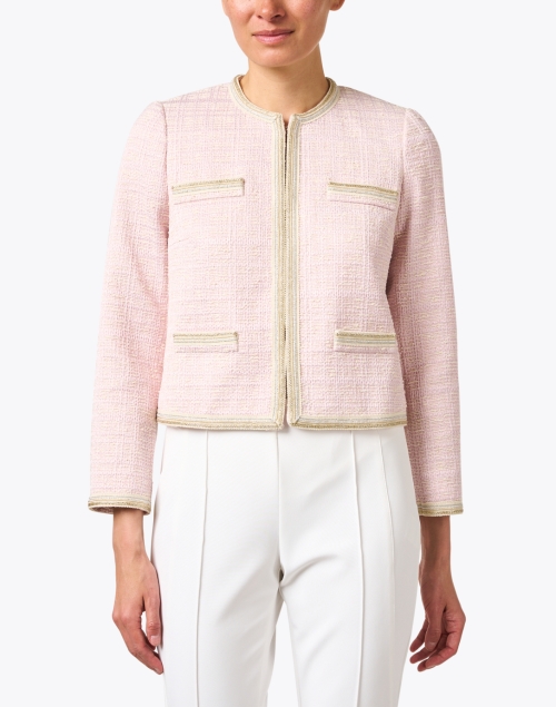 Front image - Paule Ka - Pink Metallic Trim Tweed Jacket