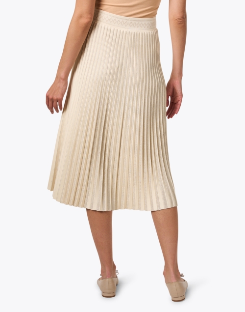 Back image - D.Exterior - Ivory Metallic Pleated Skirt