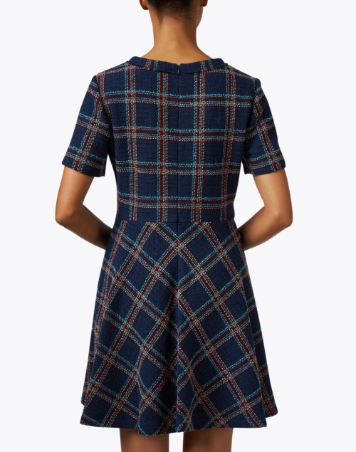 Back image - Shoshanna - Lana Navy Multi Plaid Tweed Dress