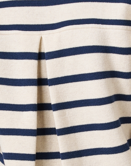 Fabric image - Repeat Cashmere - Ivory and Navy Striped Cotton Cardigan