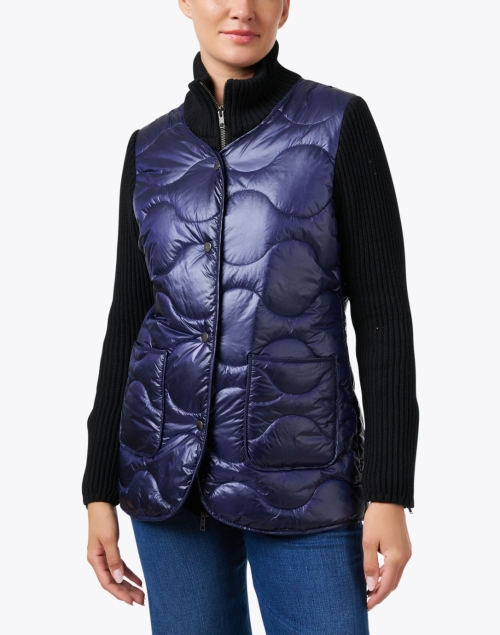 Front image - Peace of Cloth - Navy Quilted Knit Combo Jacket