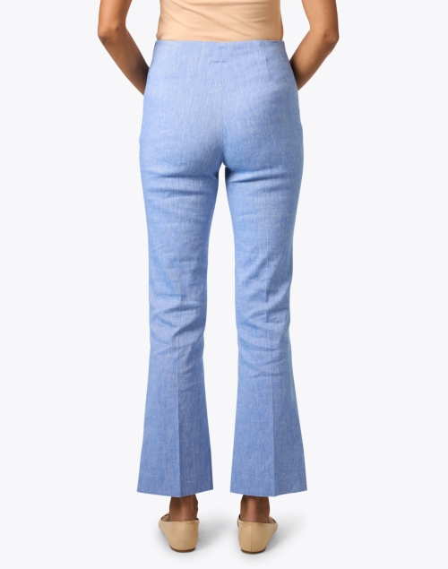 Back image - Piazza Sempione - Blue Linen Cotton Flare Pant