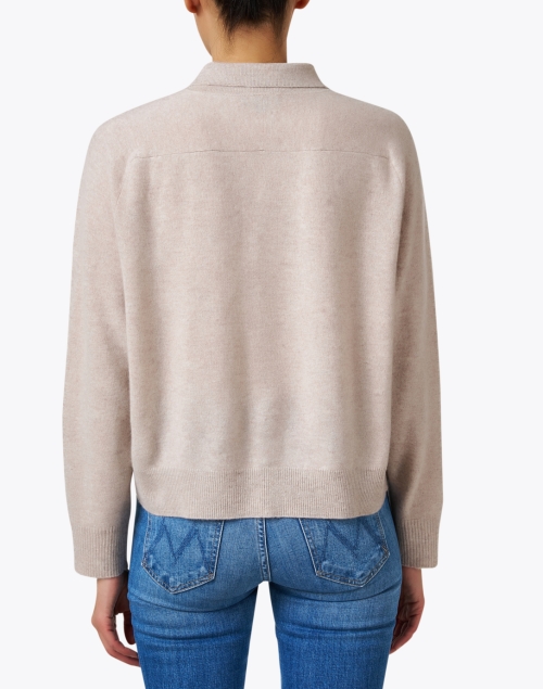 Back image - Repeat Cashmere - Sand Cashmere Henley Sweater