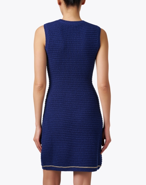 Back image - Shoshanna - Saige Blue Knit Sheath Dress