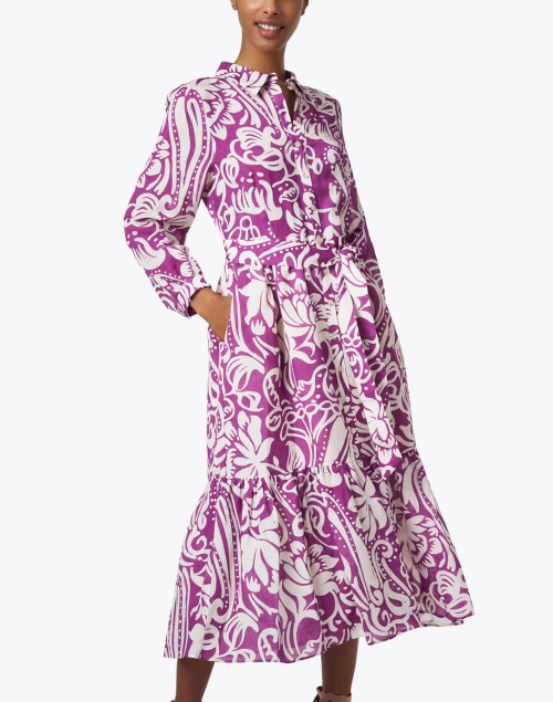 Front image - Weill - Oriano Purple Print Shirt Dress