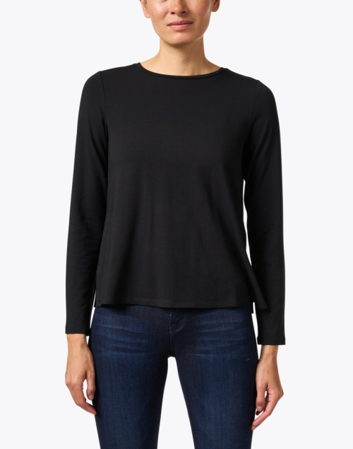 Front image - Eileen Fisher - Black Stretch Jersey Top