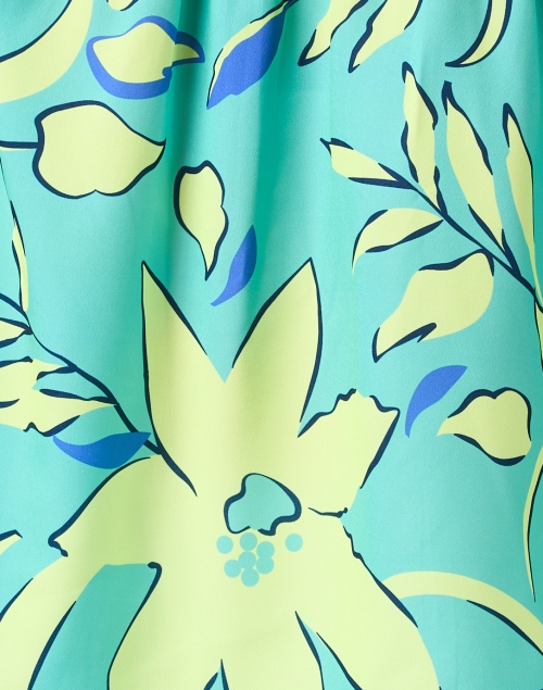 Fabric image - Gretchen Scott - Turquoise Floral Printed Ruffle Tunic
