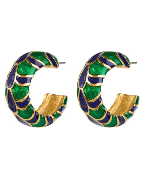 Product image - Kenneth Jay Lane - Gold Blue and Green Hoop Earrings
