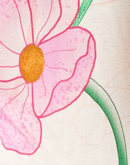 Fabric image - Pashma - White Multi Floral Print Cashmere Silk Sweater