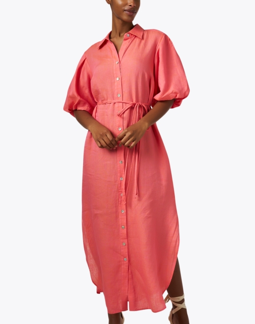 Front image - Finley - Madeline Peony Pink Linen Dress