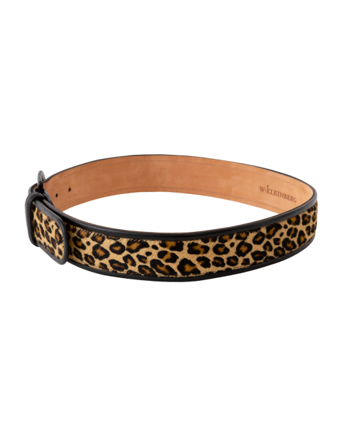 Fabric image - W. Kleinberg - Leopard Calf Hair Belt with Black Leather Piping