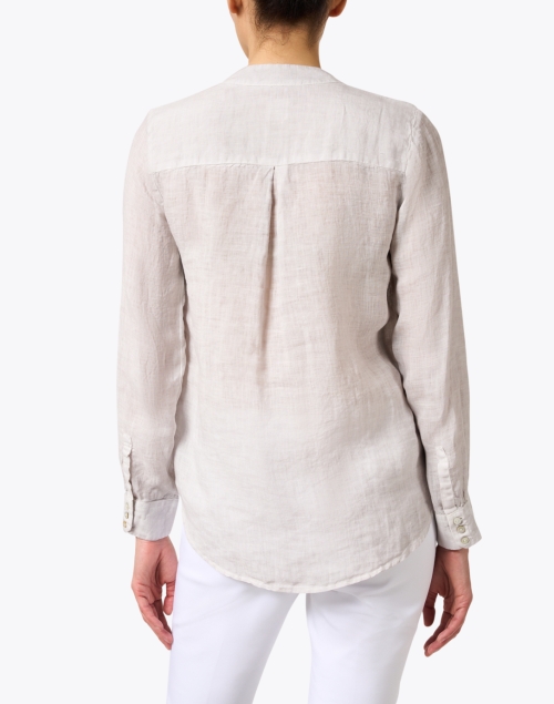 Back image - 120% Lino - Beige Embellished Popover Shirt