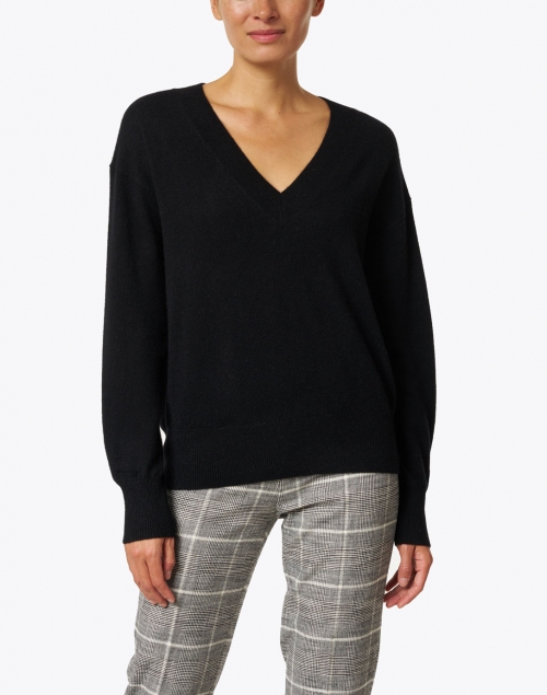 Front image - White + Warren - Black Cashmere Sweater