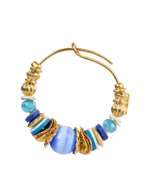 Back image - Gas Bijoux - Aloha Blue and Gold Mini Hoop Earrings