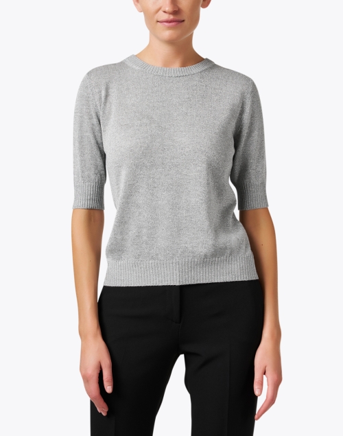 Front image - D.Exterior - Grey Lurex Elbow Sleeve Sweater