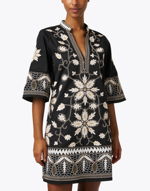 Front image - Figue - Lynne Black Floral Embroidered Dress