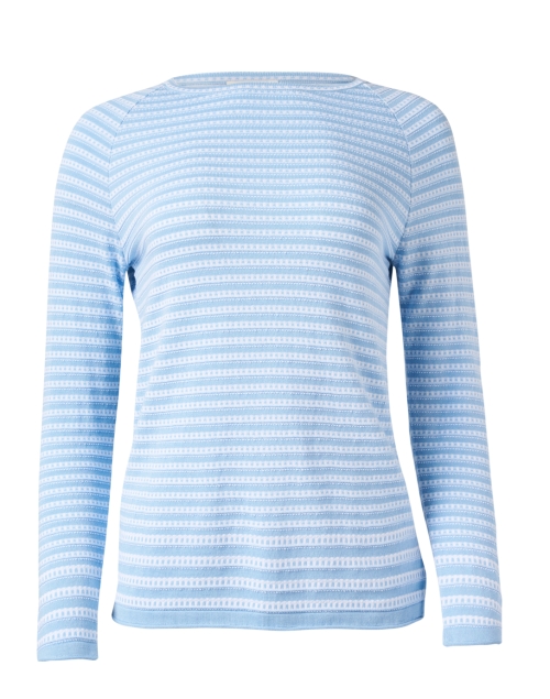 Product image - Blue - Blue and White Striped Cotton Sweater