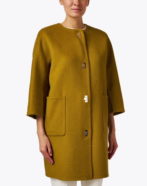 Front image - St. John - Olive Green Wool Cashmere Jacket