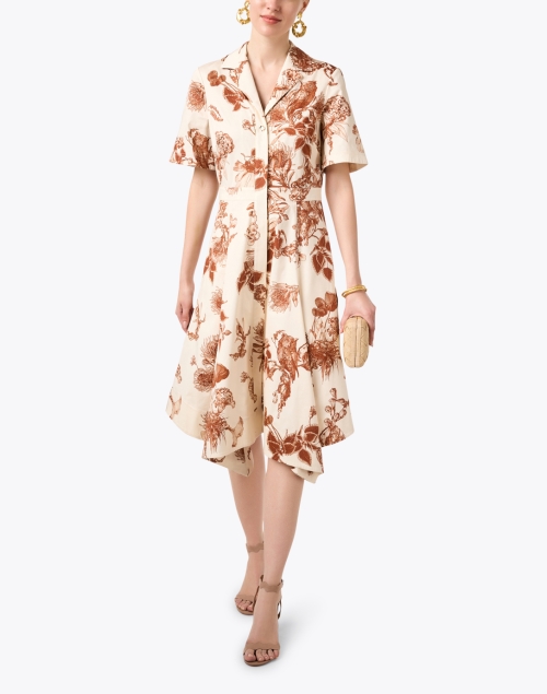 Cream Floral Print Shirt Dress