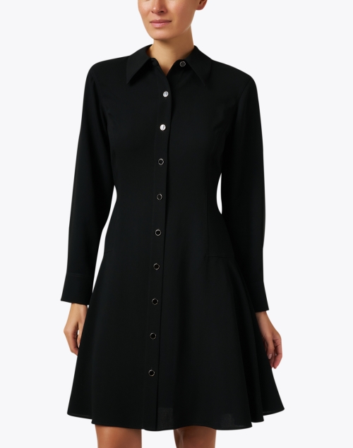 Front image - Lafayette 148 New York - Black Fit and Flare Shirt Dress