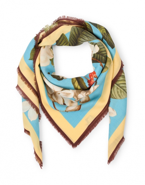 St. Piece - Oksana Blue Floral Wool and Cashmere Scarf 