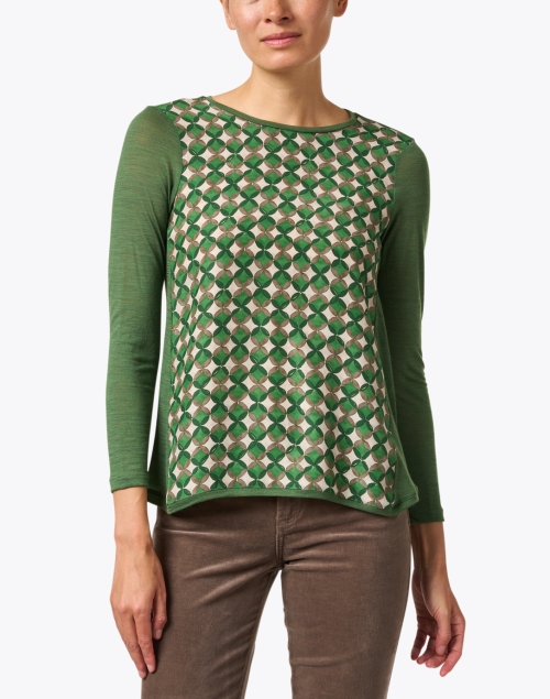 Front image - WHY CI - Green Geo Print Panel Top