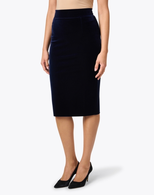Front image - Chiara Boni La Petite Robe - Lumi Navy Velvet Pencil Skirt