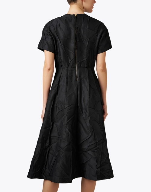 Back image - Odeeh - Black Crinkle Fit and Flare Dress