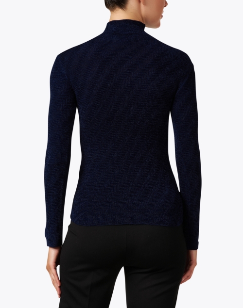 Back image - Emporio Armani - Navy Chevron Knit Sweater