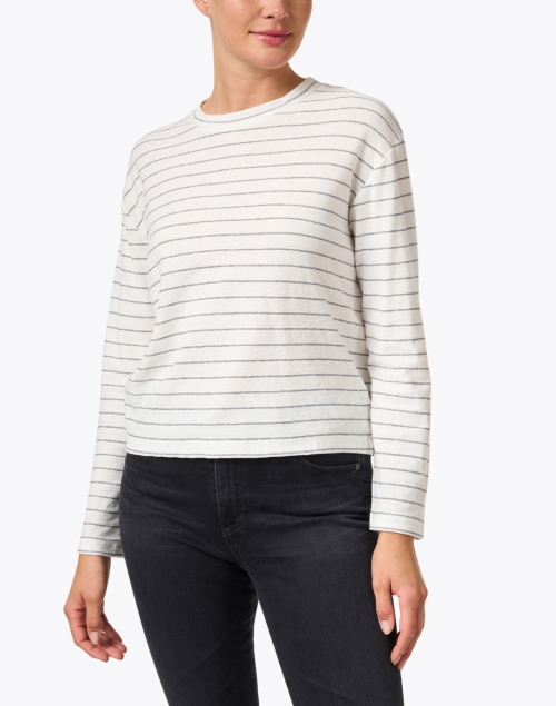 Front image - Vince - White Striped Cotton Top