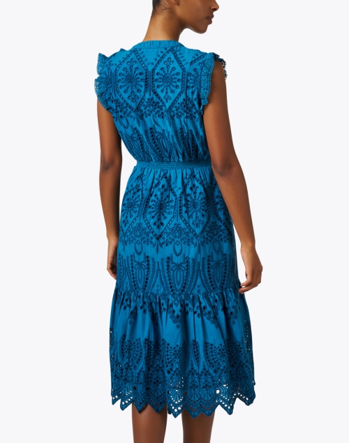 Back image - Bell - Rainey Turquoise Cotton Eyelet Dress