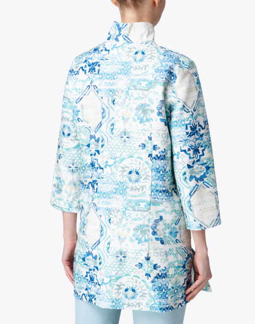 Back image - Connie Roberson - Rita Blue Pastice Printed Linen Jacket