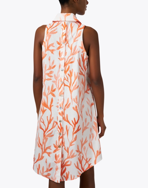 Back image - Finley - Swing Coral and White Print Cotton Shirt Dress