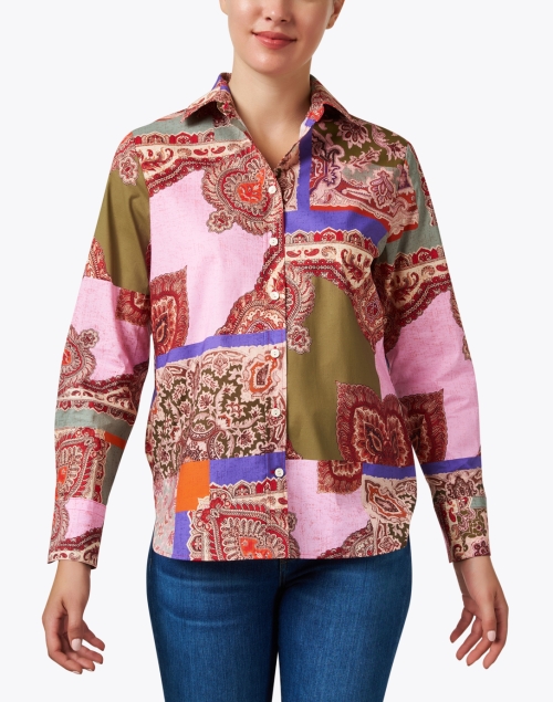 Front image - Hinson Wu - Reese Multi Paisley Patchwork Shirt