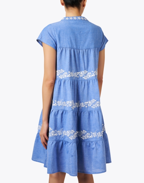 Back image - Ro's Garden - Isabel Blue Chambray Embroidered Dress