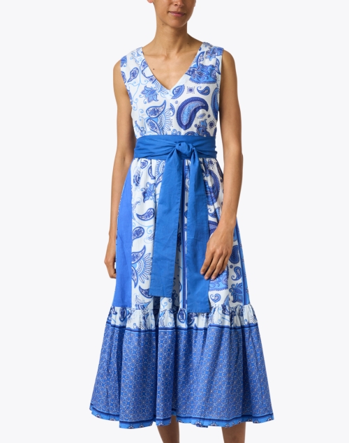 Ro's Garden - Mariana Blue and White Paisley Cotton Dress
