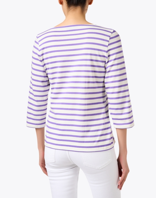 Back image - Saint James - Galathee White and Lavender Striped Shirt