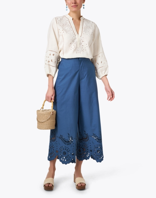 Rylie Ivory Linen Eyelet Top