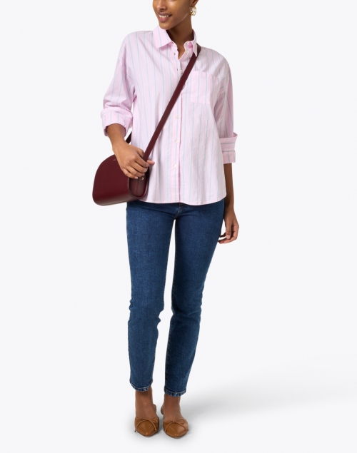 Pink Striped Cotton Button Down Shirt