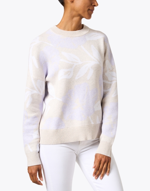 Front image - Kinross - Beige Multi Floral Cotton Sweater