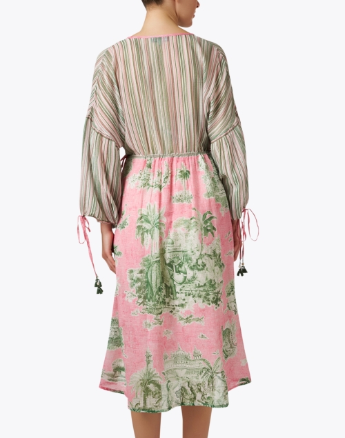 Back image - D'Ascoli - Prana Pink and Green Print Dress