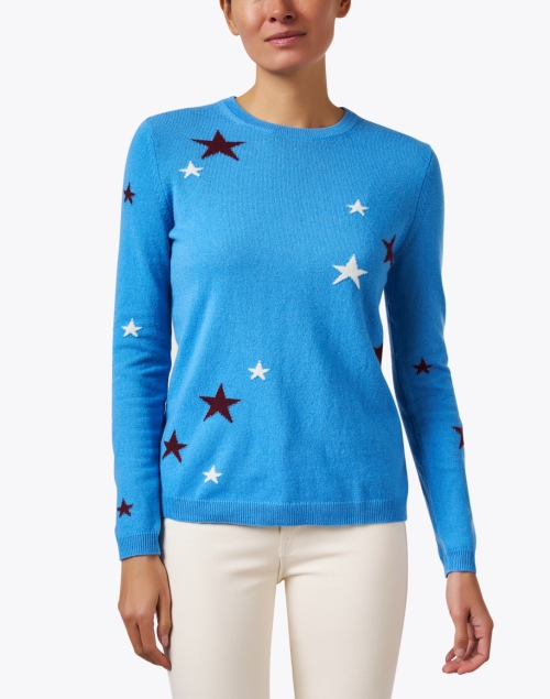 Front image - Chinti and Parker - Blue Wool Cashmere Intarsia Sweater 