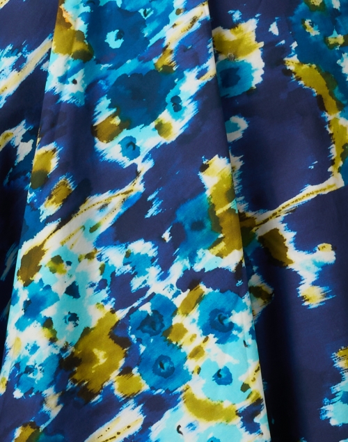 Fabric image - Sara Roka - Davida Blue Multi Print Cotton Shirt Dress