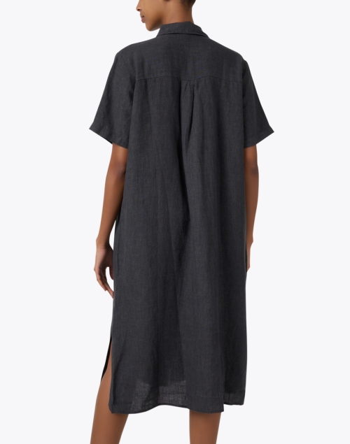 Back image - Eileen Fisher - Grey Linen Shirt Dress