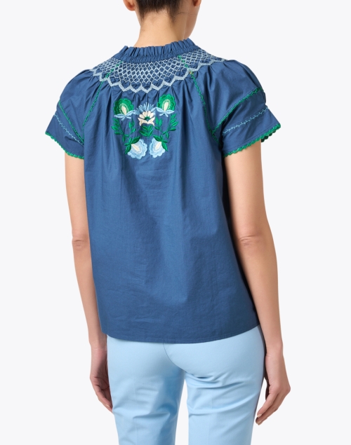 Back image - Figue - Rosie Blue Embroidered Cotton Blouse