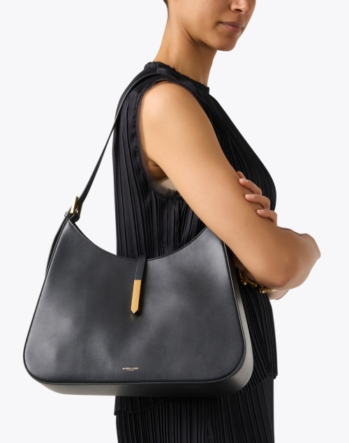 Large Tokyo Black Leather Shoulder Bag