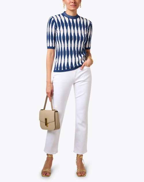 Blue and White Intarsia Sweater