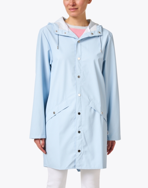 Front image - Rains - Light Blue Water Resistant Jacket